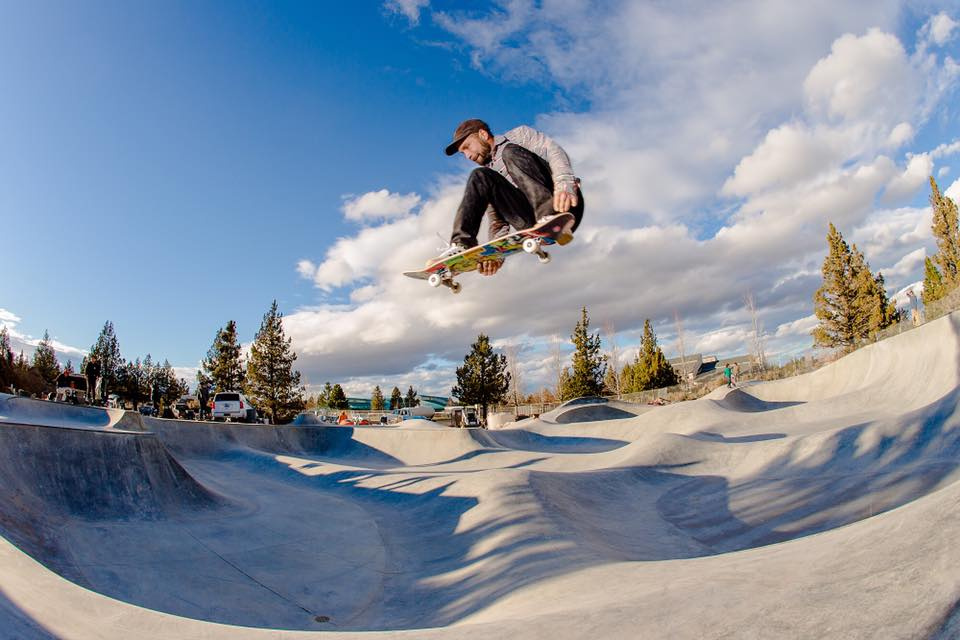 Boss man Billy Coulon with a mean lean melon at the Rockridge Skatepark in Bend, Oregon