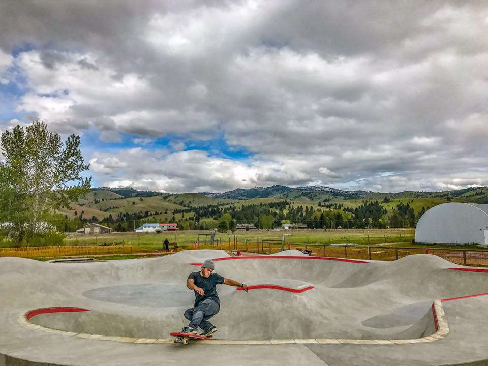 Ben Hlavacek does some test runs at the Darby, Montana Skatepark 