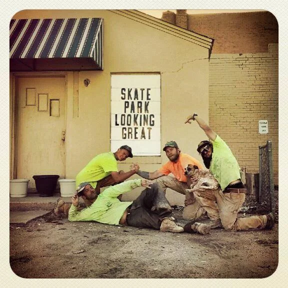 The restaurant next to the skatepark shows our crew some love
