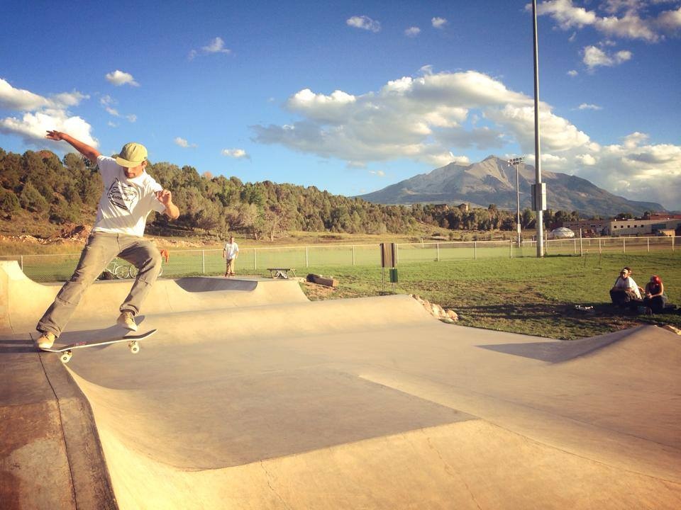 Michael Walty tail slide at the Carbondale, Colorado skatepark