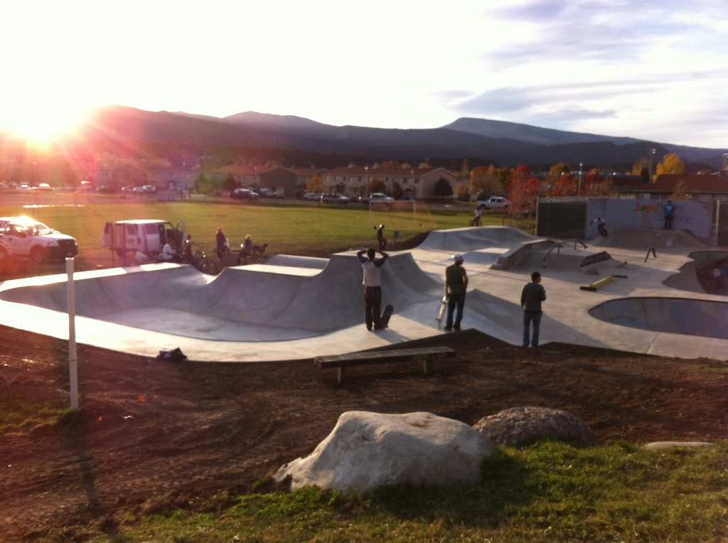 Golden hour at Carbondale, Colorado skatepark