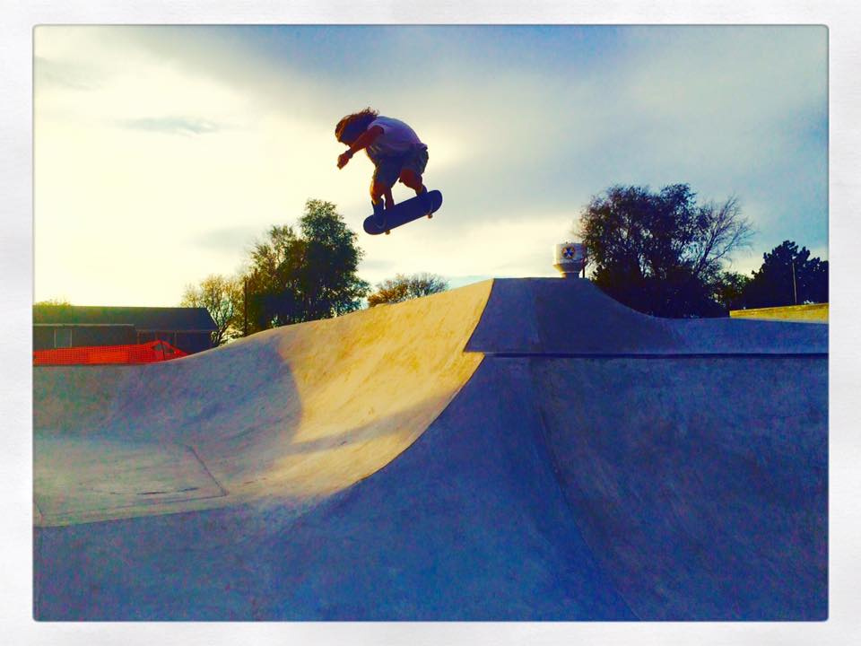 Jasper Kahn takes a test run at the Crow Creek Sioux Tribe Skatepark 
