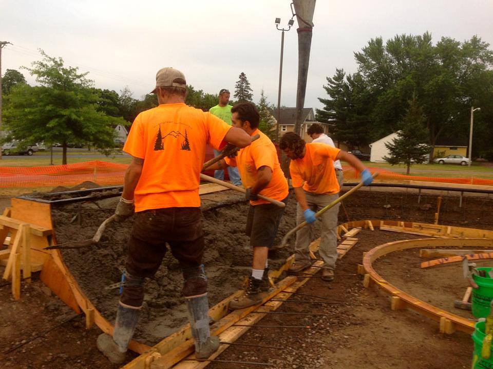 In the mud during the Eau Claire, Wisconsin Skatepark construction