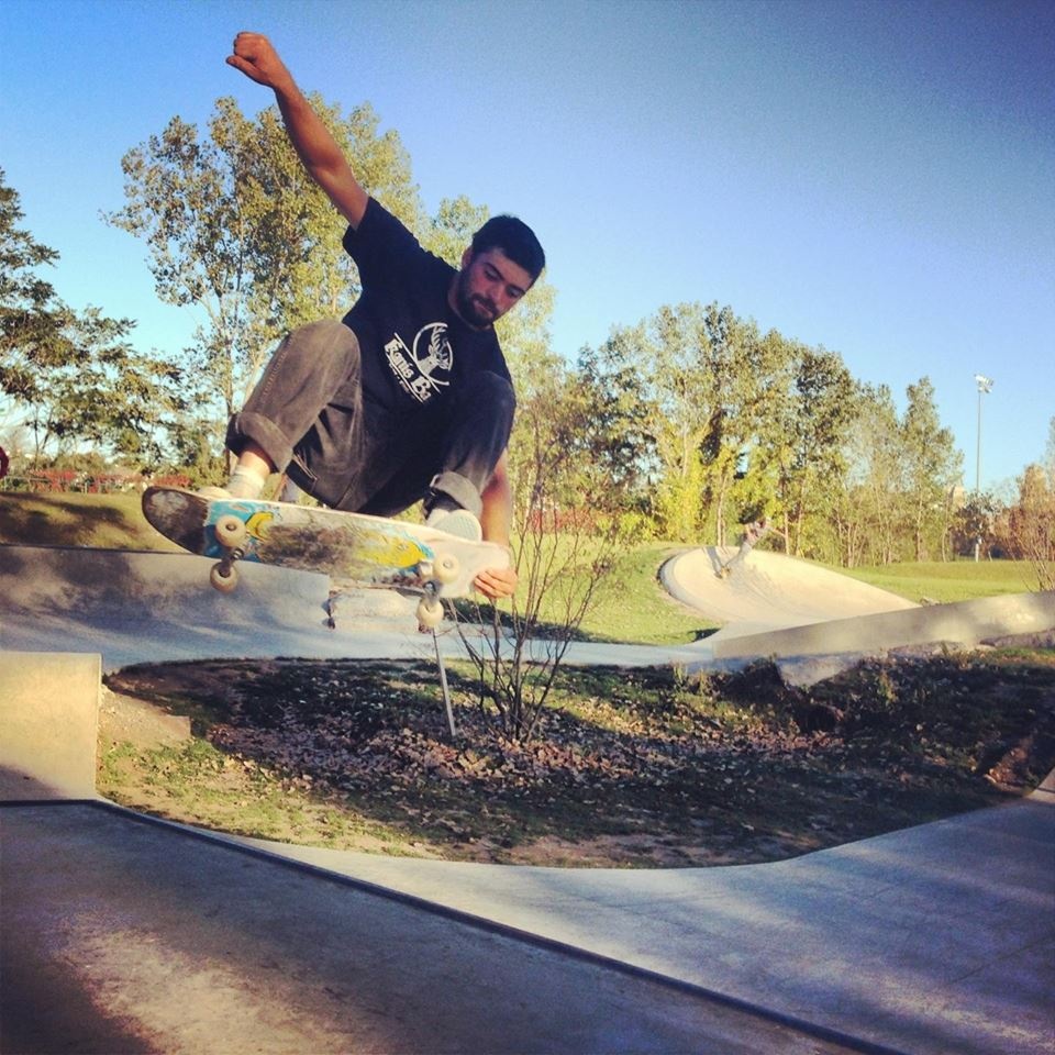 Michael Walty airs the hip at the Buffalo, New York Skate Plaza