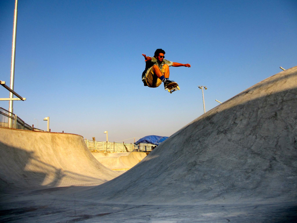 Jasper Kahn tests out the park