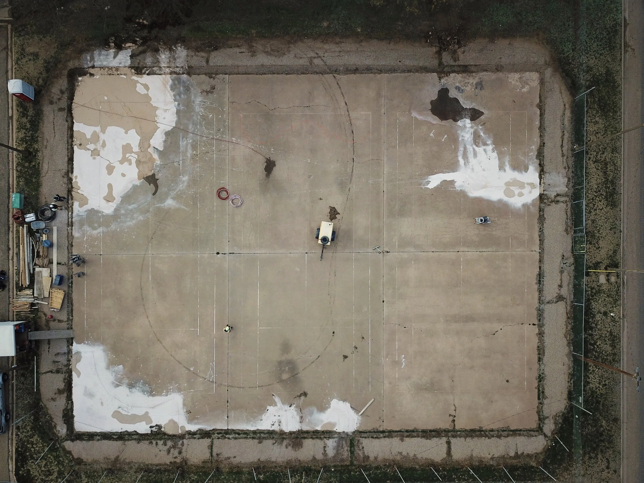 An exercise in #skateparkrecycling ♻️ Idalou, Texas. We turned a defunct tennis court into a super fun skate zone ✅