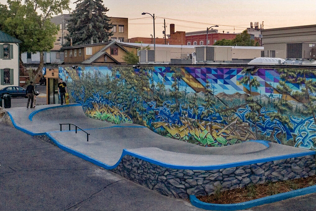 Downtown Bozeman skate spot we built last spring 😎