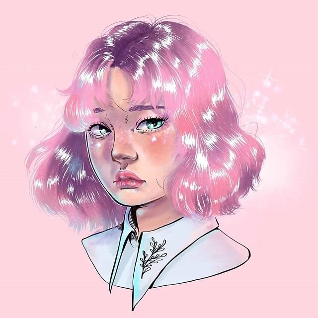 @vickisigh 's character. Im trying to jump start some motivation to draw more by redrawing some of my favorite artists beauties! Swipe to see the original design! .
.
.
 #drawthisinyourstyle #dtiys #illustration #digitalart #procreate #prettyinpink #