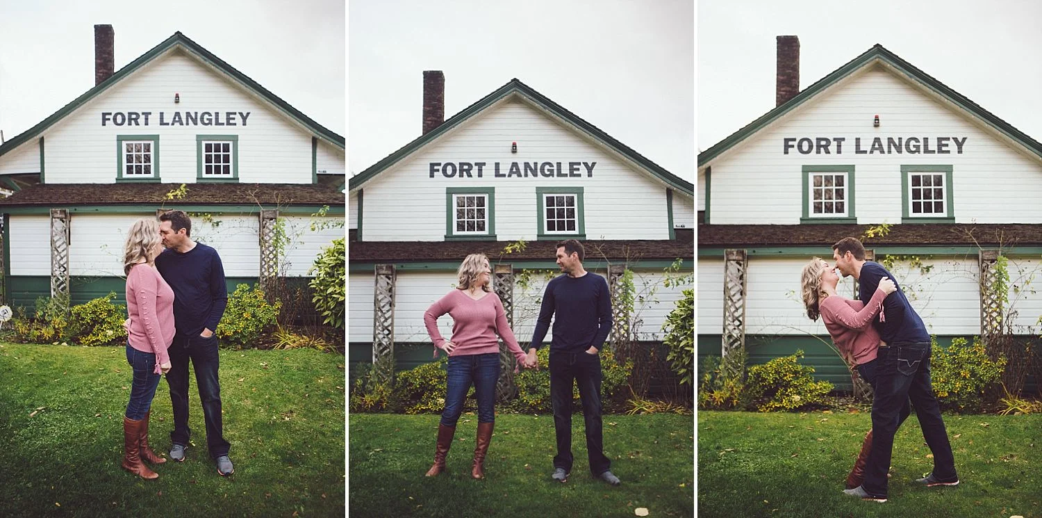 Erica and David standing in front of the CN Station in Fort Langley