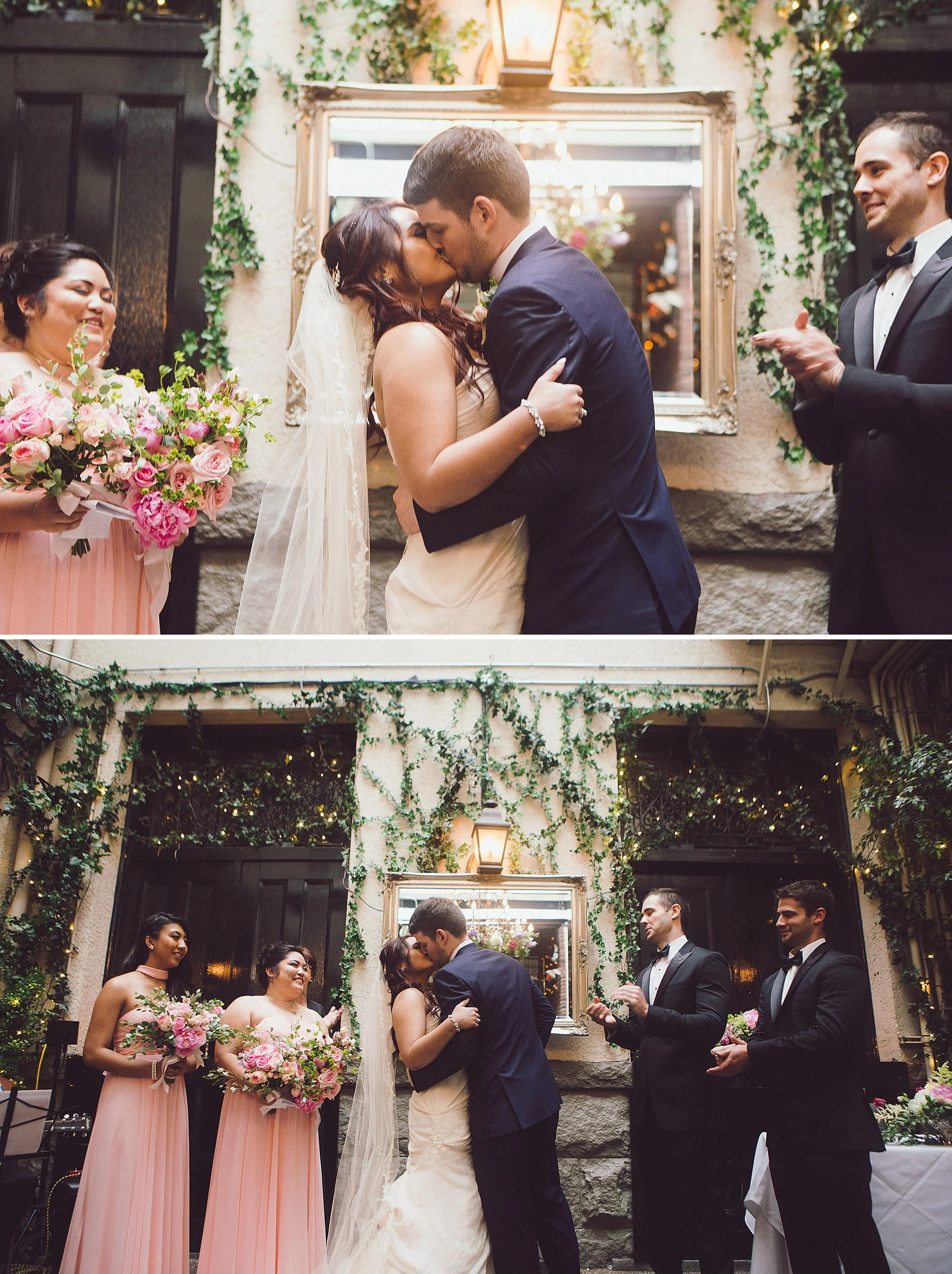 Bride and Groom share first kiss at their wedding