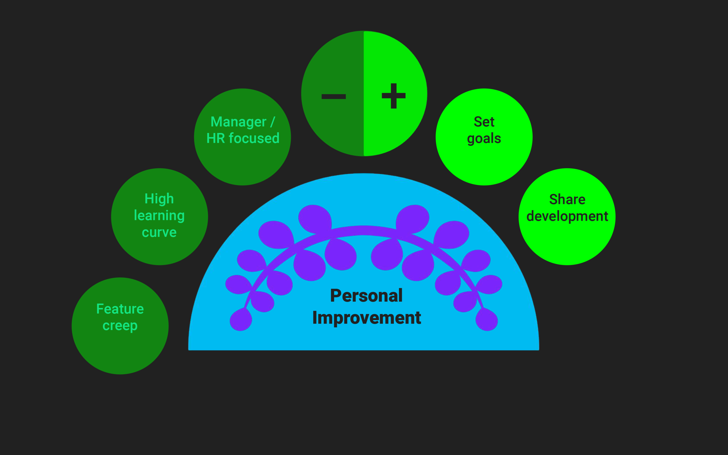 Examples include HR team improvement software “BetterWorks” and continuous performance management suite “15Five”. Common features we like are the individual goal setting /// and the team-wide sharing. We don’t like that it is targ