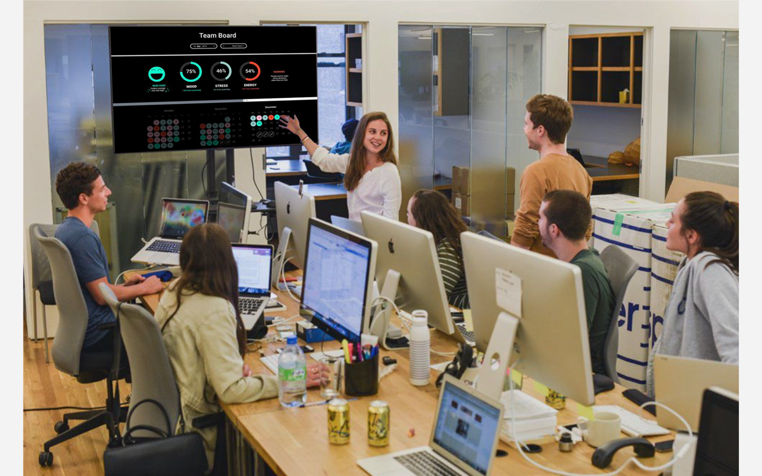 Now that we’re familiar with the personal board, let’s take a look at our team board The Team Board is accessible by any user on the team, and it can also be configured on most digital displays. When you record a Pulse, the Team Board will aggrega