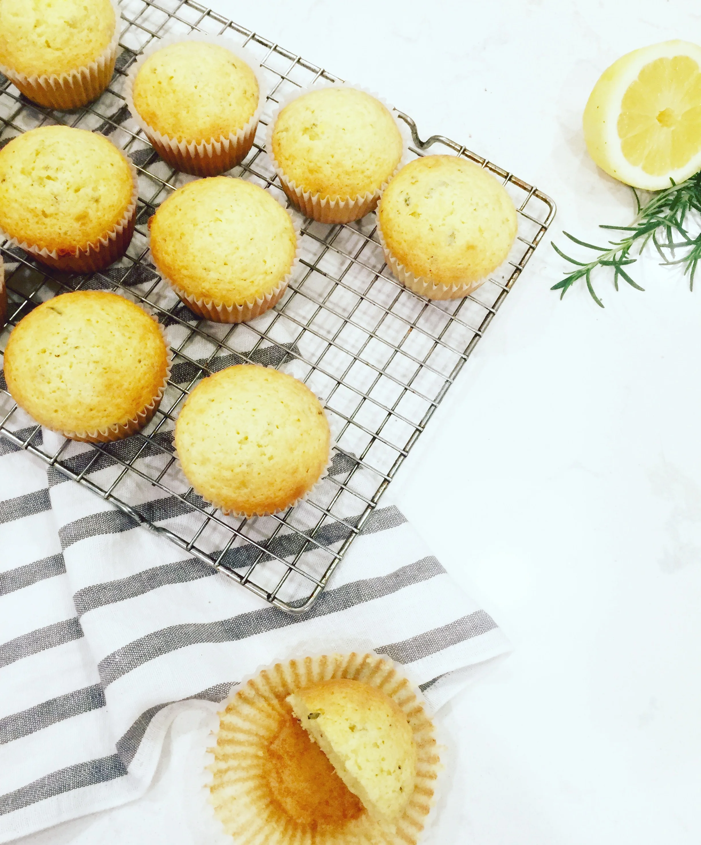 Vegan Lemon + Rosemary Olive Oil Muffins 