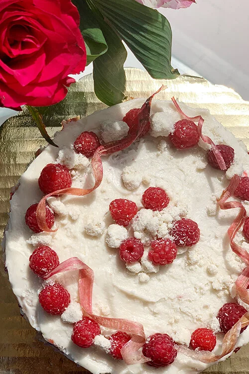 Vegan Raspberry Rhubarb Shortcake