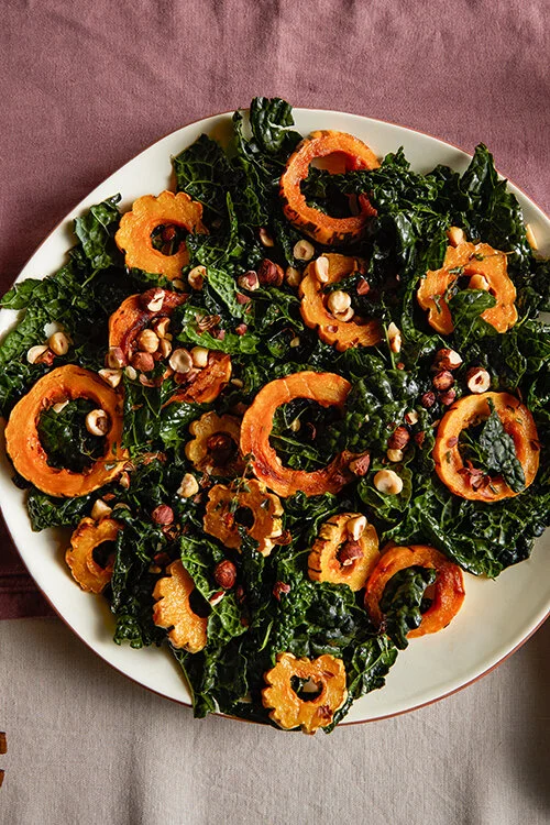 Vegan Delicatta Squash and Kale Salad