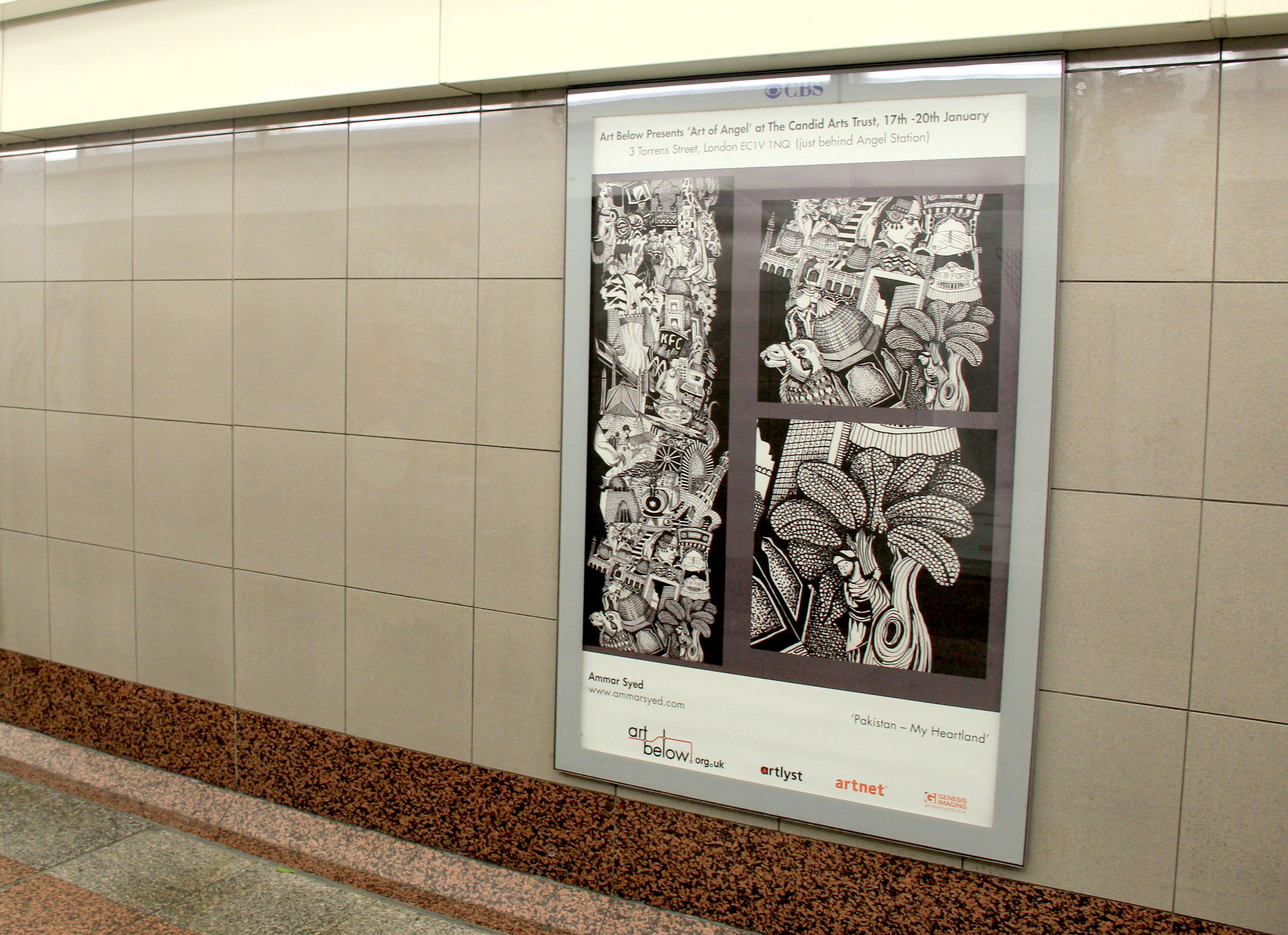  'Art of Angel'&nbsp; Poster displayed at Angel,&nbsp;&nbsp; London Underground &nbsp;   