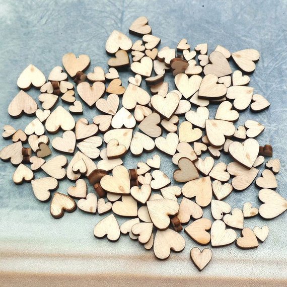 Wooden Hearts for Christmas Wrapping