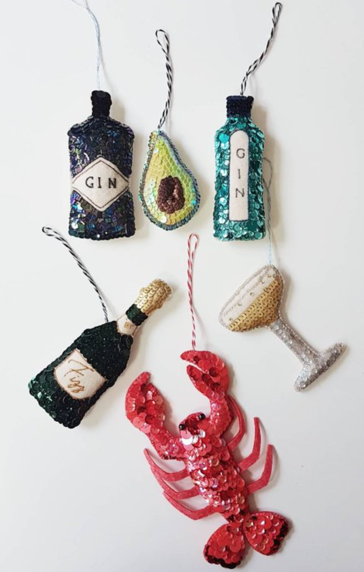 Embroidery by KG Design Sequin Gin Christmas Tree Decoration