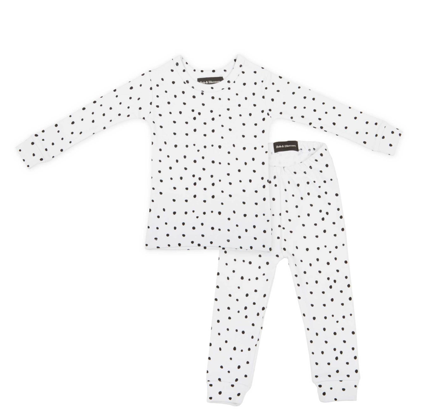 WHITE + BLACK SPOT PRINT PYJAMA BOB & BLOSSOM