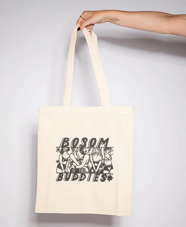 BOSOM BUDDIES TOTE BAG GIRL VS CANCER