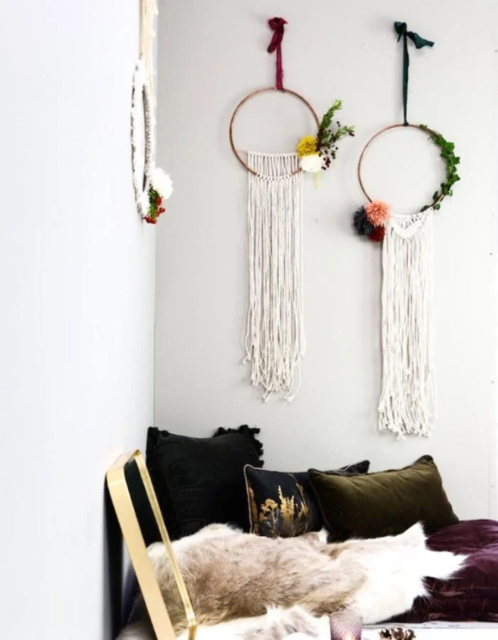 HANDMADE MACRAME WREATH WITH POM POM THE FOREST & CO