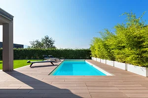 A beautiful backyard with a Pool Deck