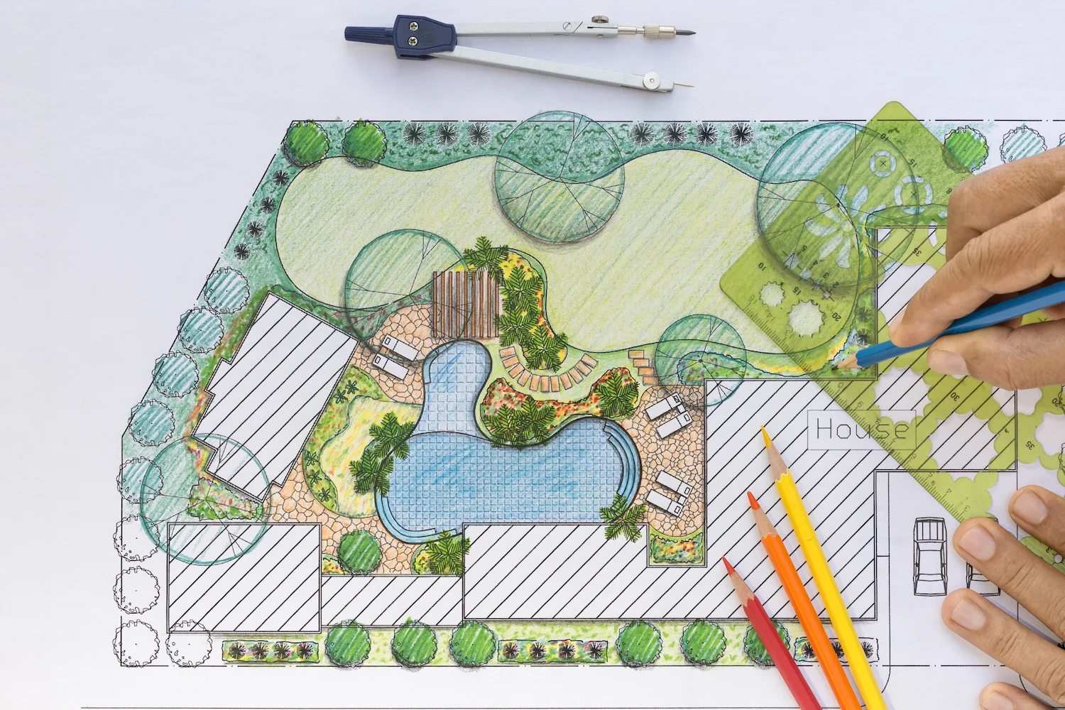 Swimming Pool Landscaping With Rocks And Stone