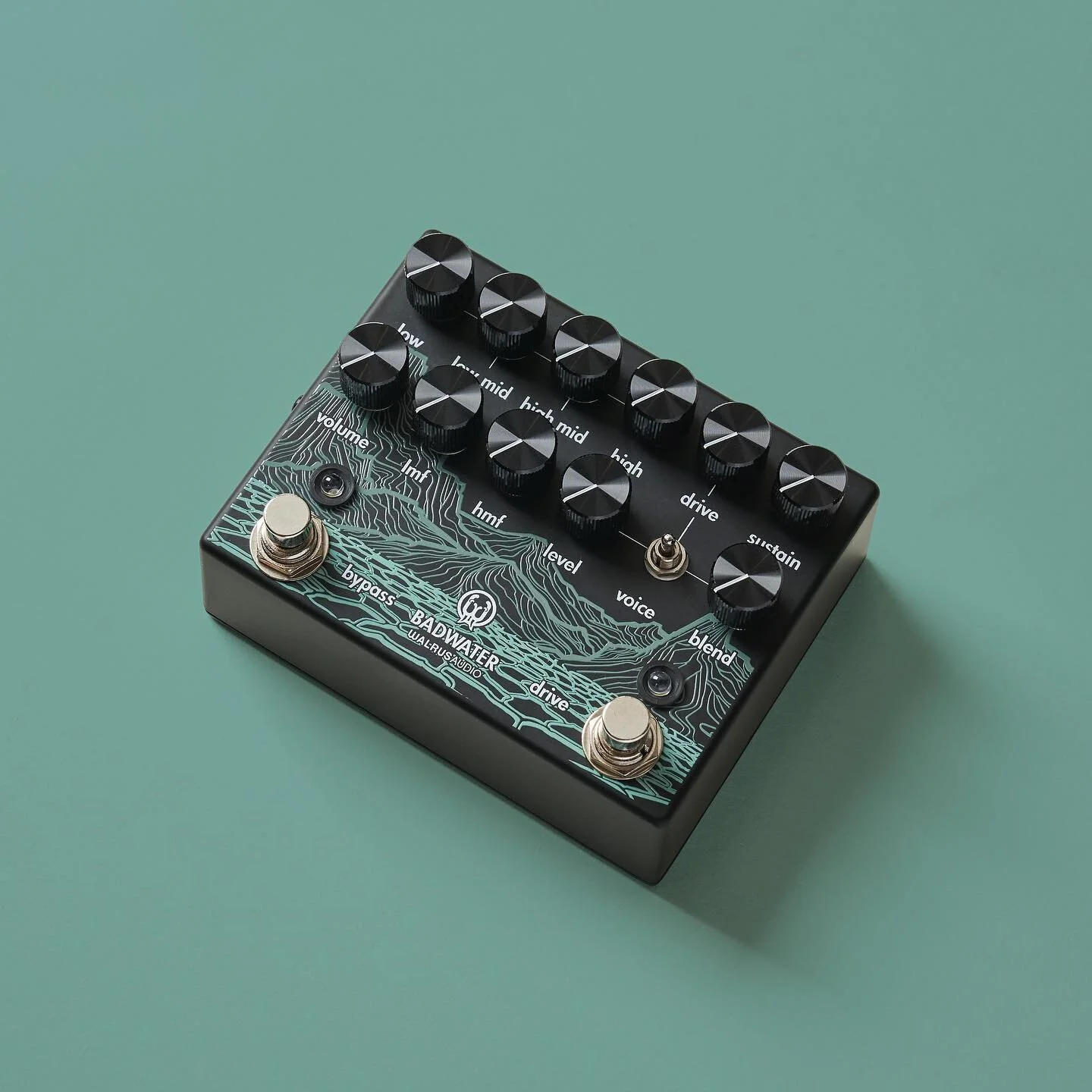 The Badwater is a bass tone magnification device sonically highlighting what makes bass so crucial to music. The all-in-one bass pre-amp and DI features optical compression, overdrive, and a four-band EQ section.