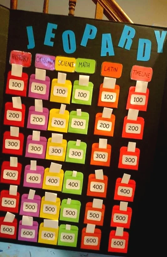 Jeopardy Board prepared for Prima I girls by Jennifer Villella.