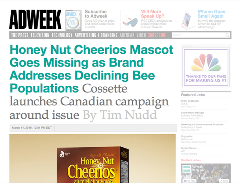 BringBackTheBees: Why Buzz is missing from the Honey Nut Cheerios box