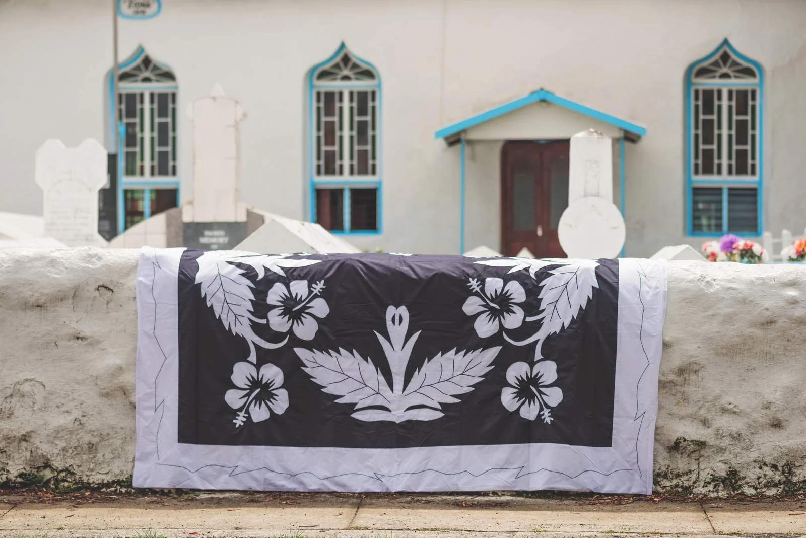 Mama's hibiscus tivaevae duvet cover