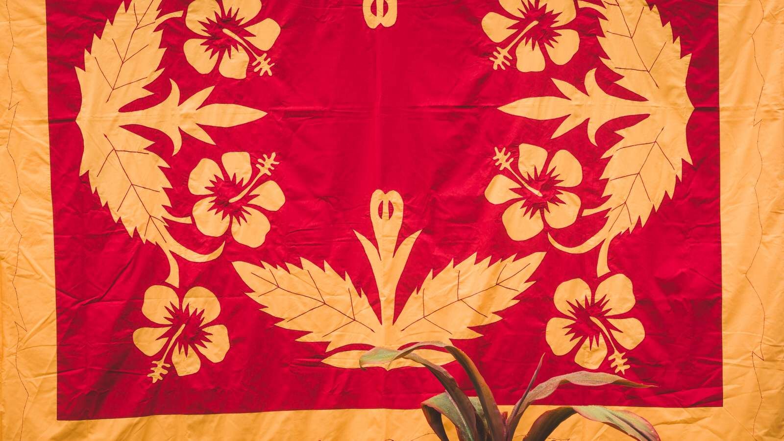 Mama's hibiscus tivaevae duvet cover