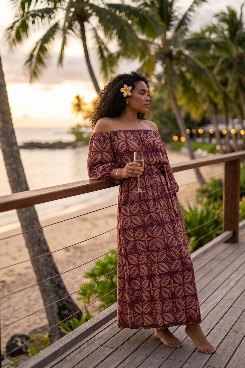 Zendaya Women's off shoulder island dress