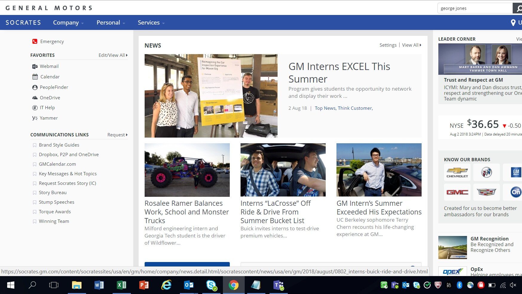  I launched an “Intern Takeover” on the home page of the Socrates employee website. Featured on the home page were two intern employee features and two coverages of intern events.  