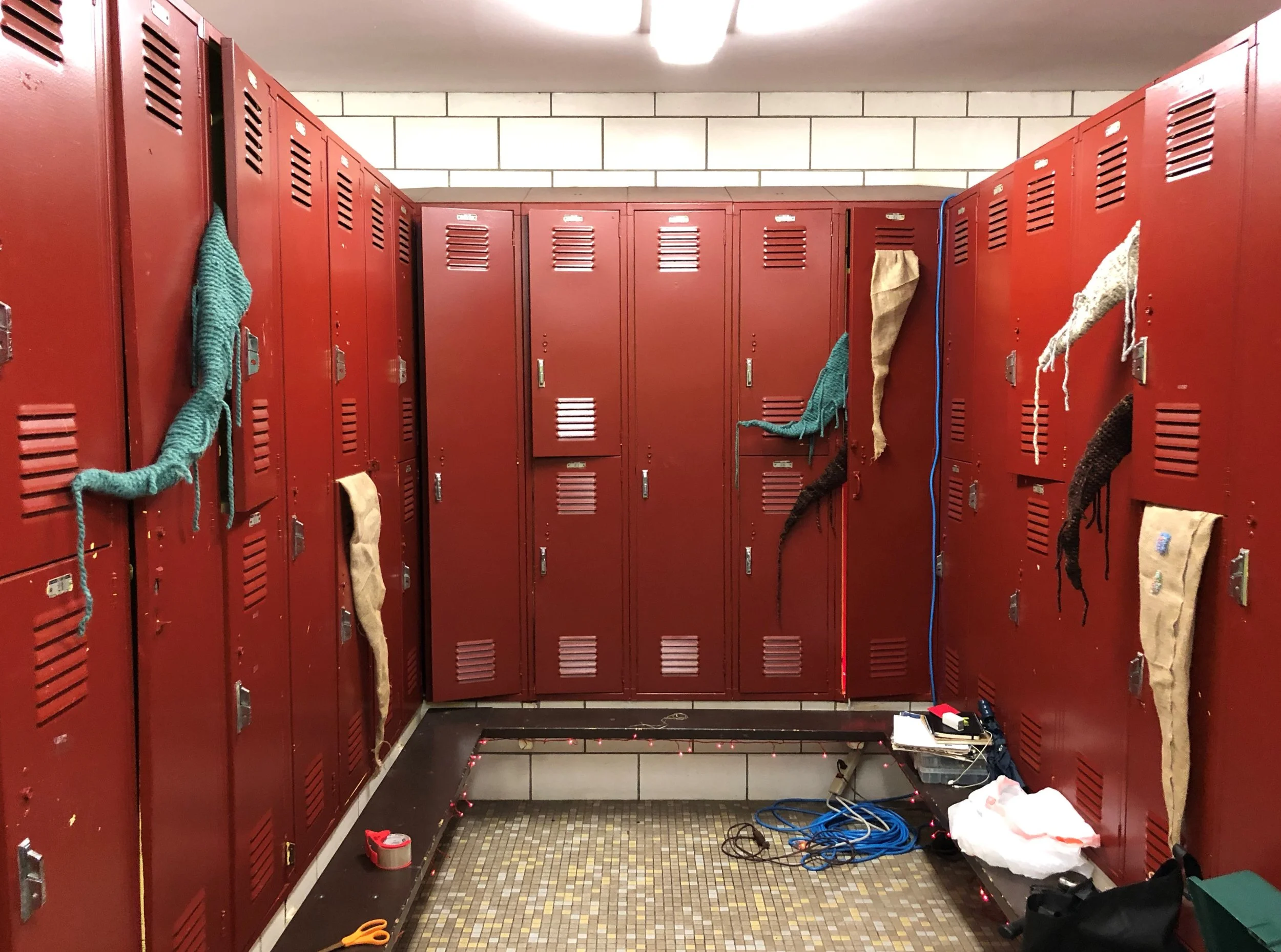 Here’s an in-progress shot from our haunted house build day. You might recognize some of the leftover roots and plant sculptures from our installation at The Glenwood.