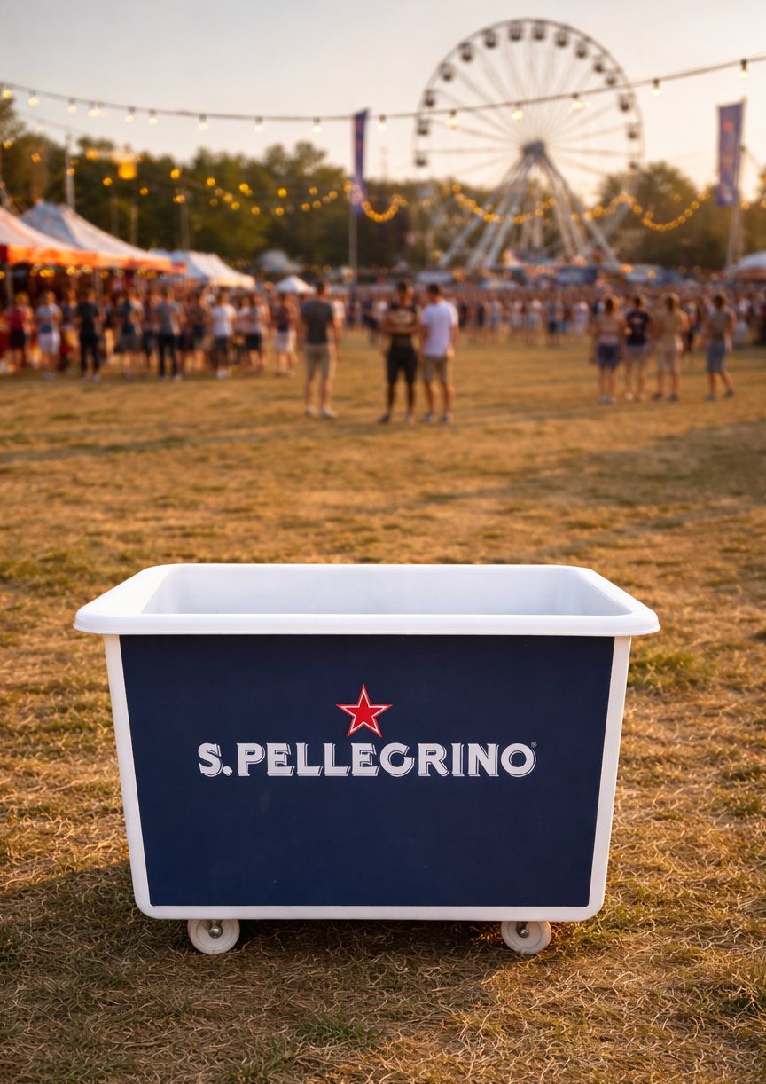 Quirky Group Large Rectangular Sampling Bin Hire - San Pellegrino