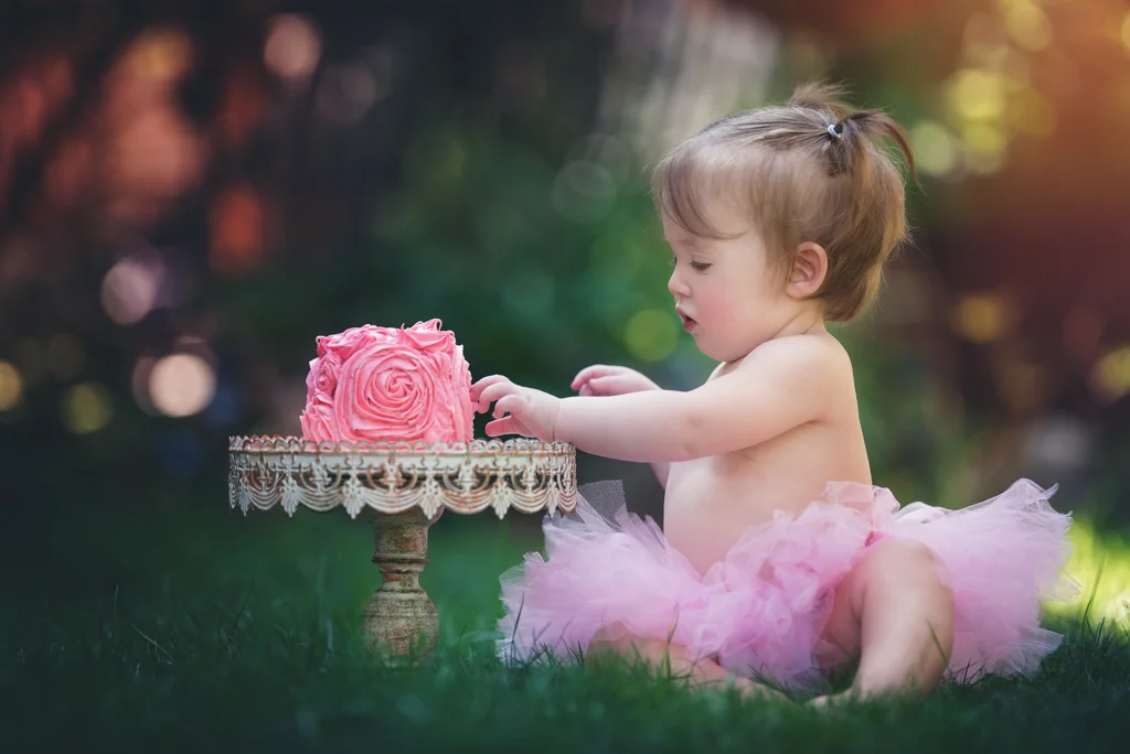 Toddler eating cake