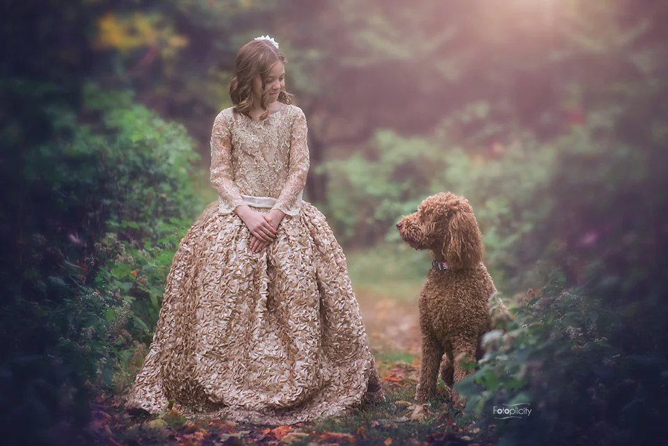 Couture dress with dog