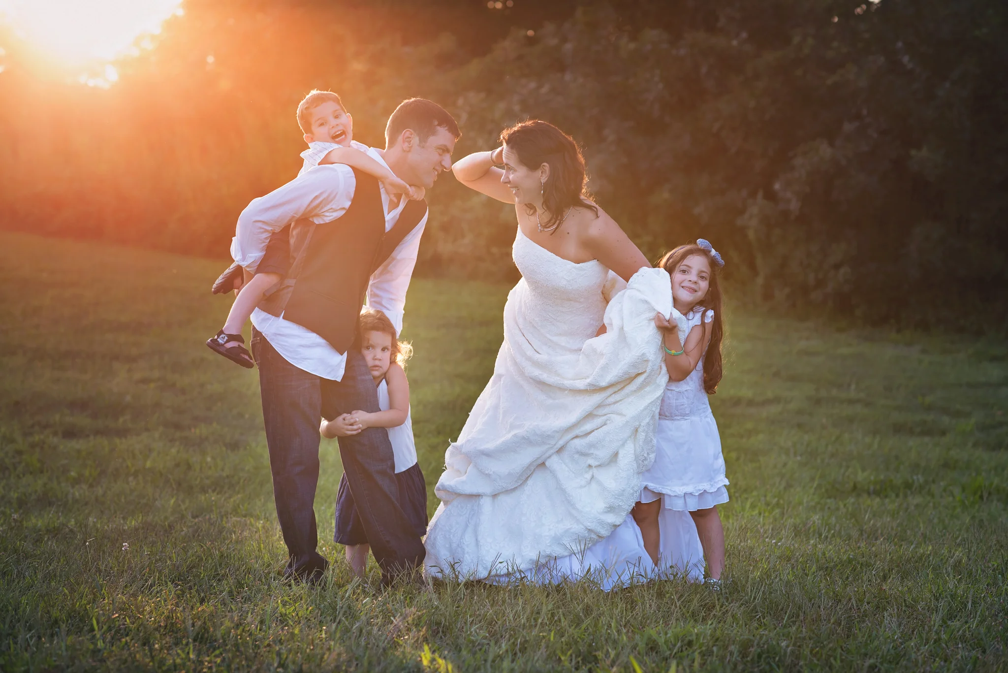 Couple with three children