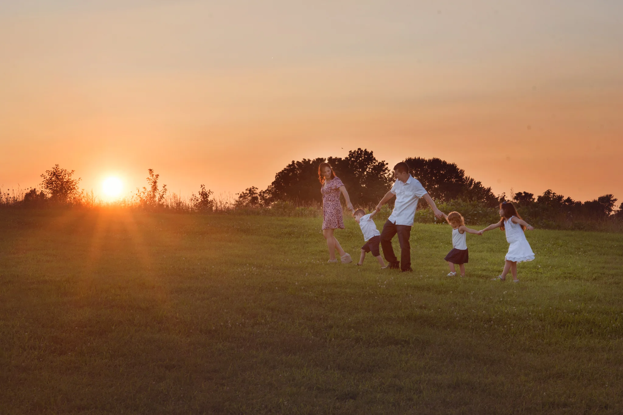 Family at sunset