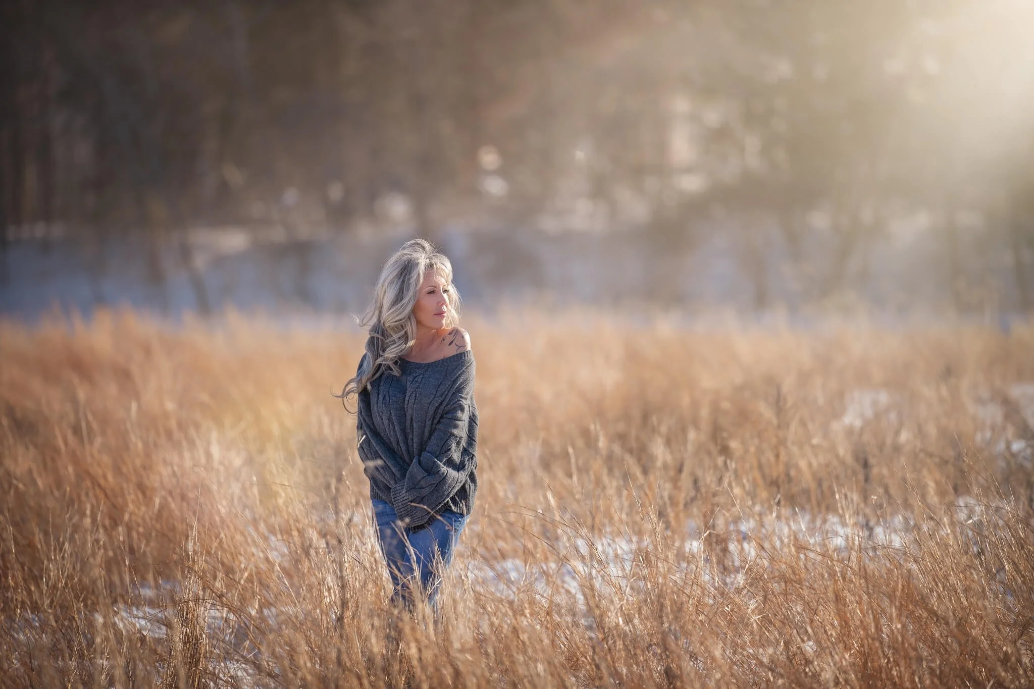 Woman standing in a golden field, The Embrace Session, Fotoplicity, East Brunswick NJ