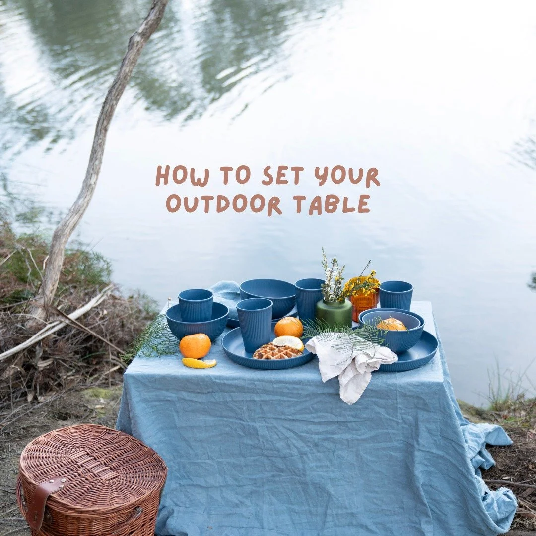 Start with a simple, natural base &mdash; a neutral cloth or bare wooden table works beautifully. Choose durable, lightweight dinnerware that can handle outdoor life while letting fresh, colourful food shine. Add layers with boards, bowls, and linen 