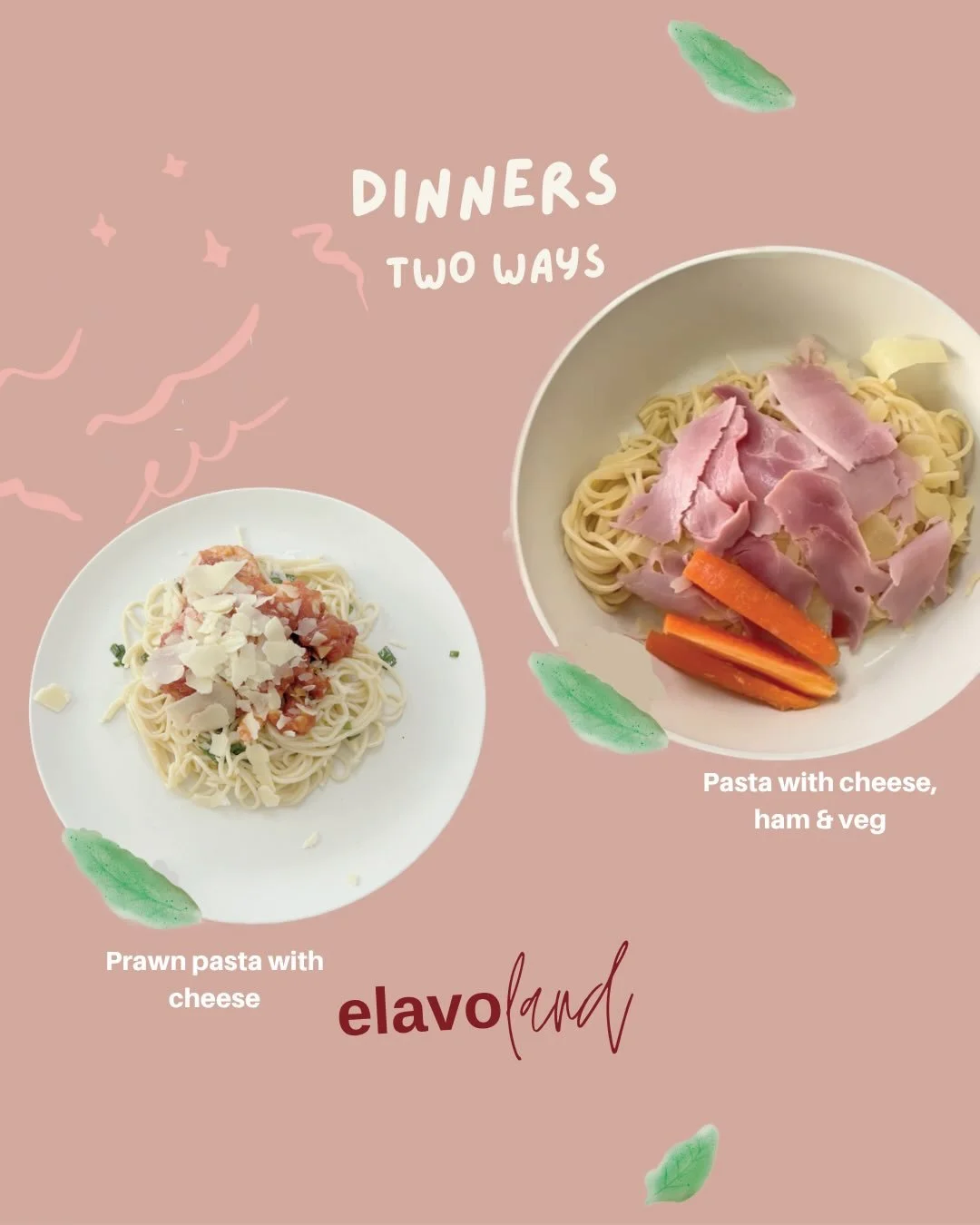 Dinners with little ones can be such a pain and but they can be simpler. 

Here are a couple ideas to throw in the mix:
- Pasta is pretty versatile, throw in what you have in the fridge with some veg and then mix in prawns and a sauce for you
- Home 