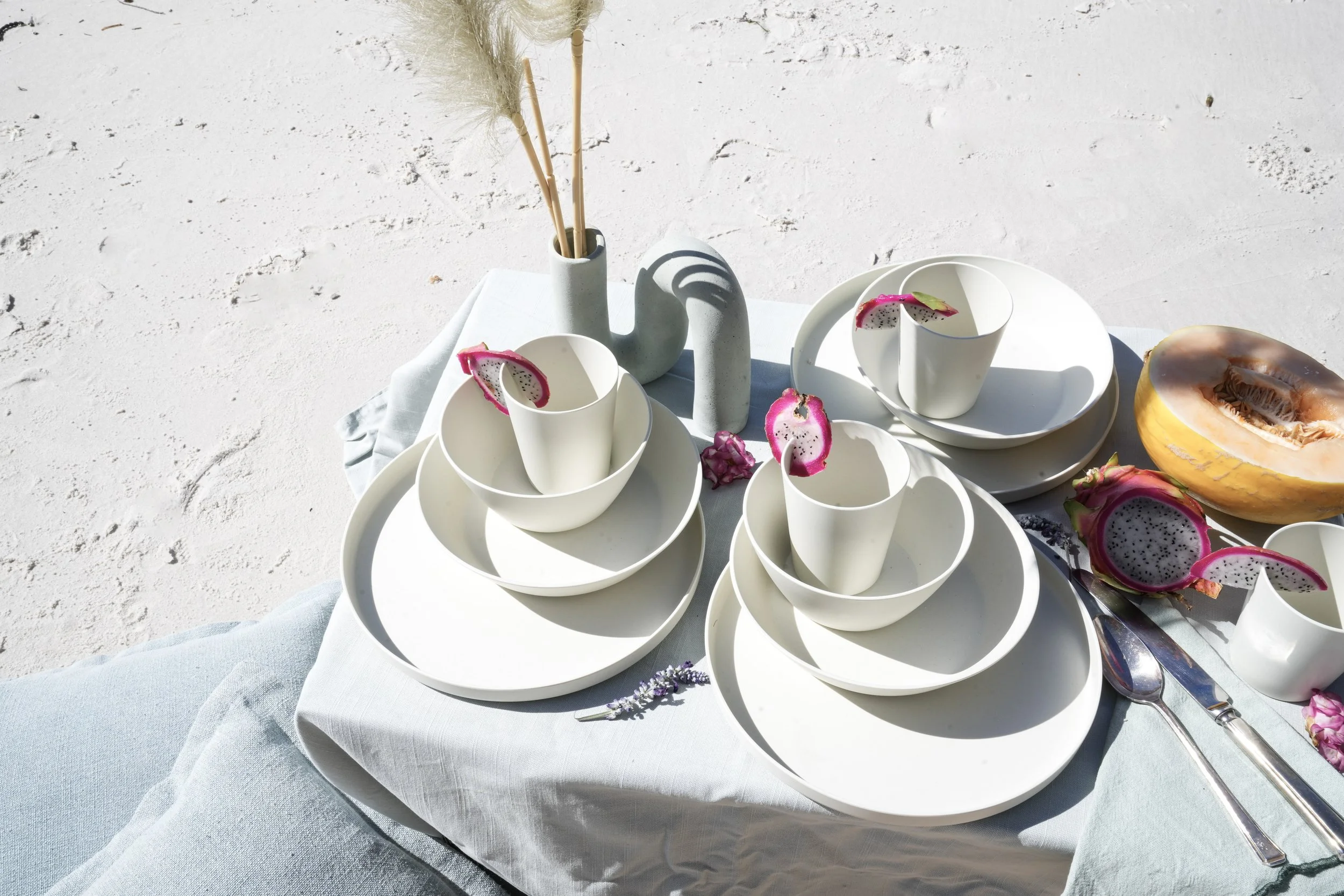 Lightweight PLA & Bamboo Fibre Dinnerware Sets - 16 Pieces