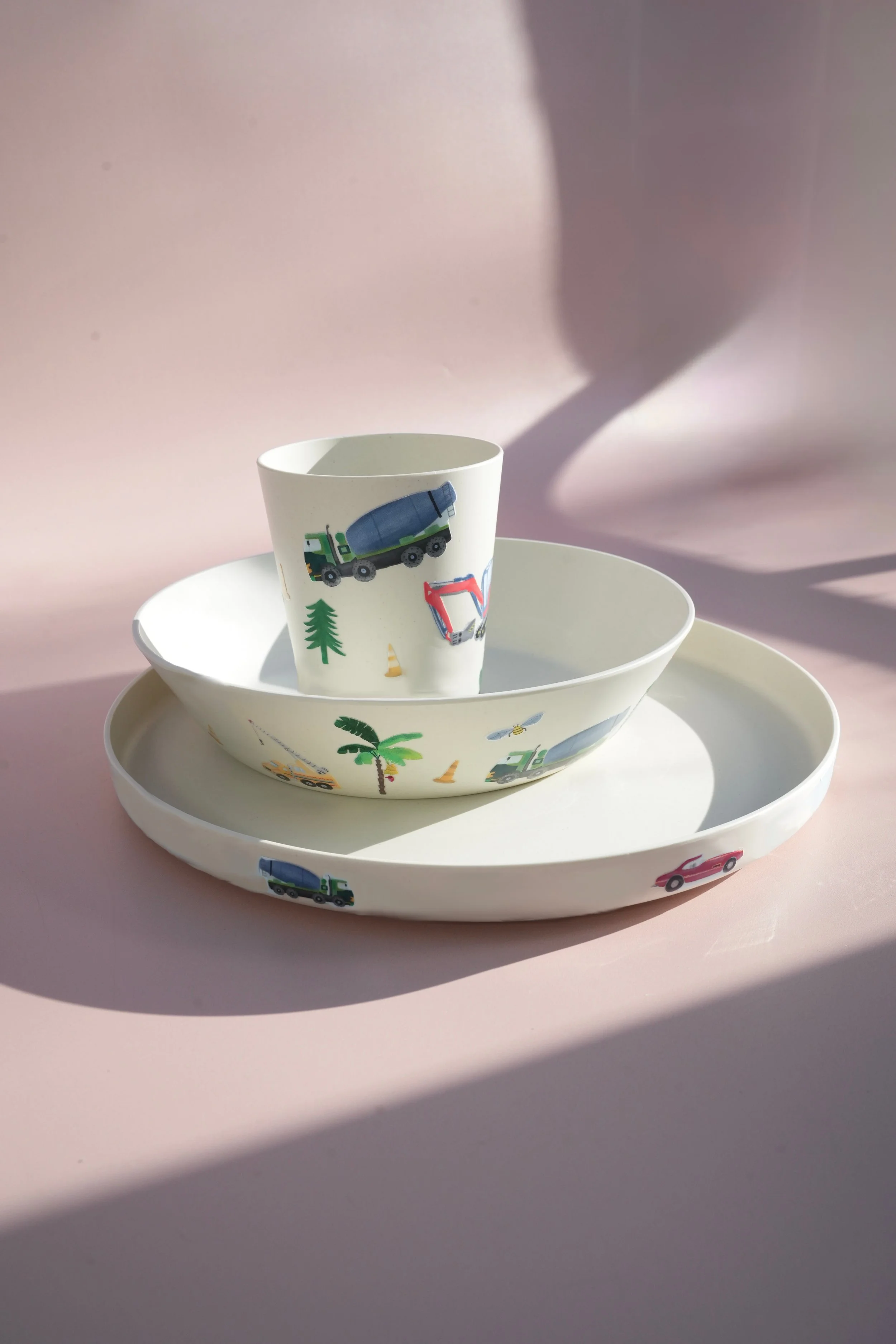 Kids Plant-Based PLA Trucks Dinnerware Set - 3 Pieces