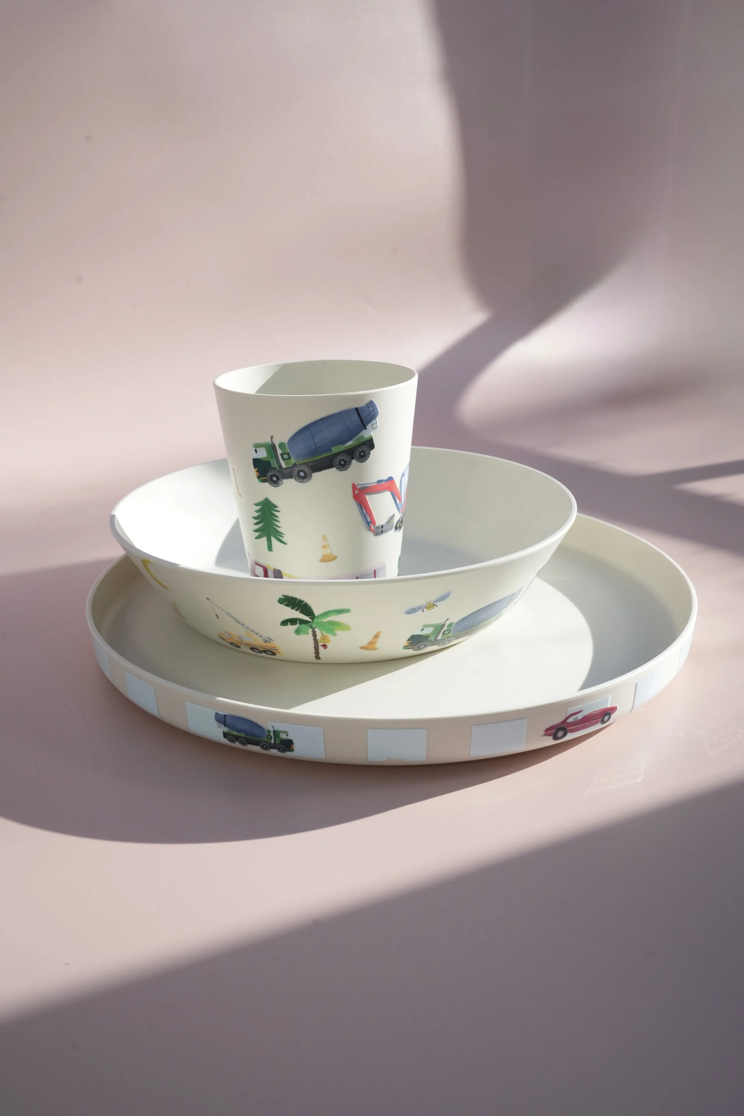 Kids Plant-Based PLA Trucks Dinnerware Set - 3 Pieces
