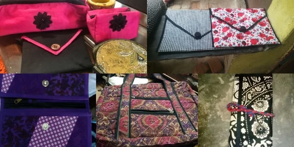 Pouches and purses designed by the talented women at the SCIP SEWS not-for-profit ethical store.
