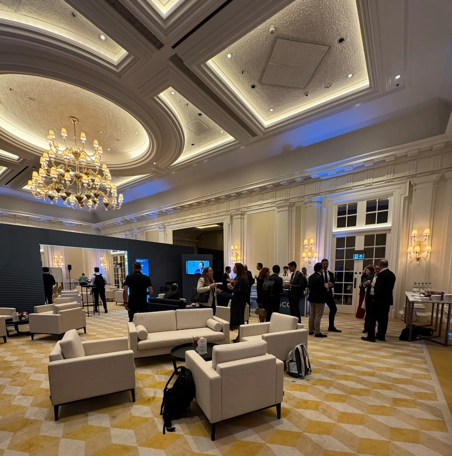 Corporate conference setup inside The OWO in London for ICG