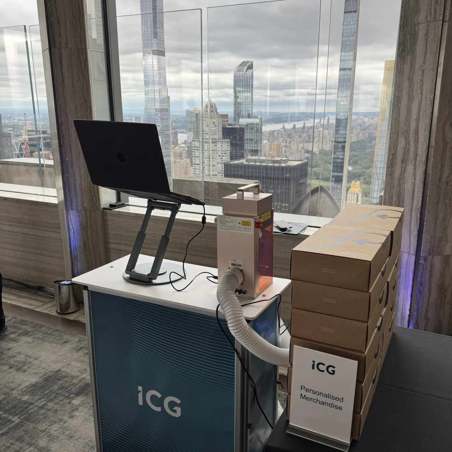 Personalisation station arranged for ICG guests at Rockefeller Center