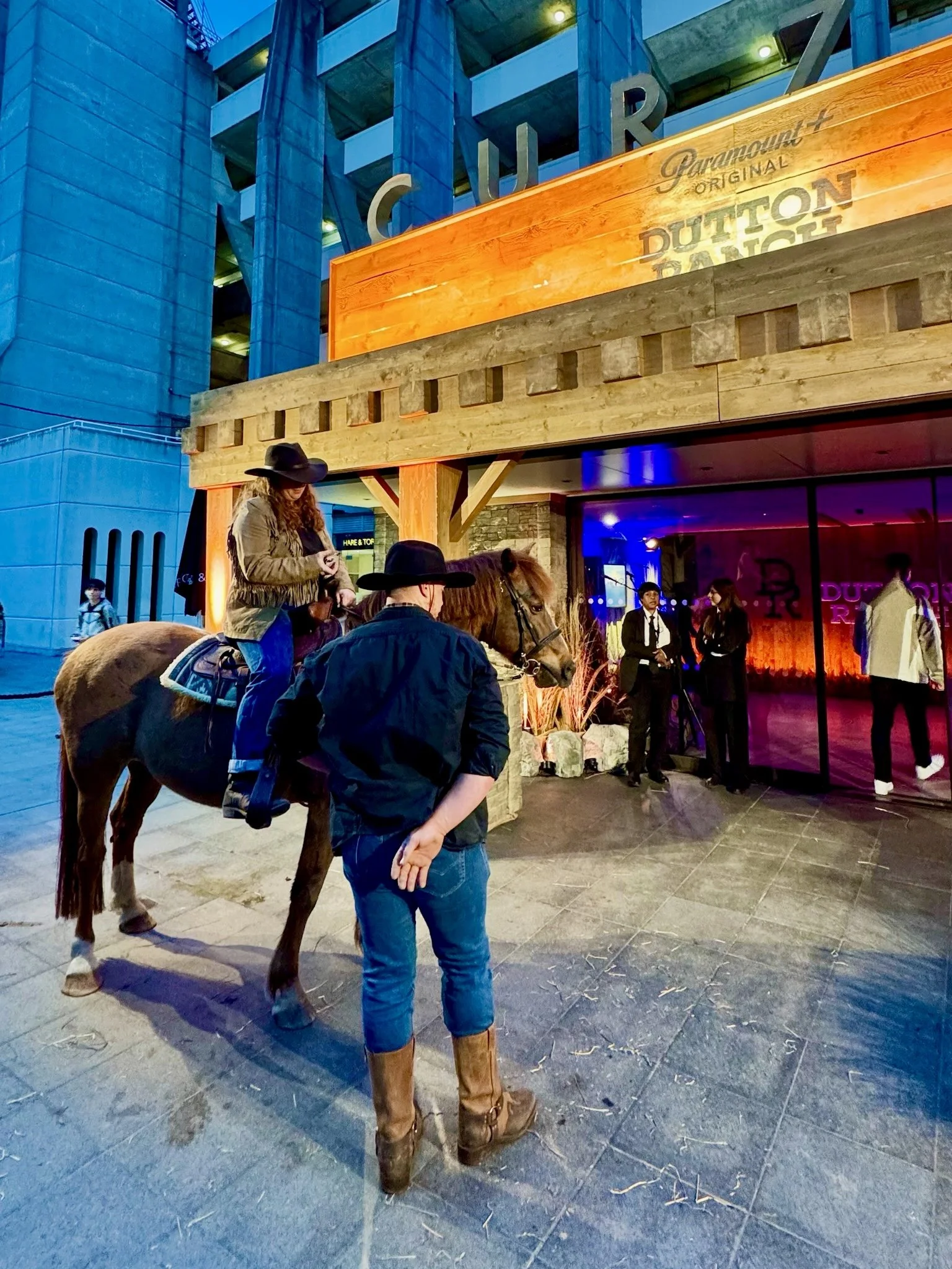 Dutton Ranch themed event entrance with Western-style decor